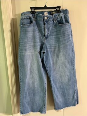 Light Blue Women’s Wide-Leg Cropped Jeans